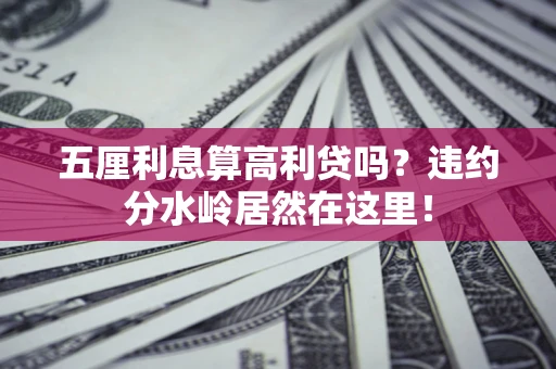 济南五厘利息算高利贷吗？违约分水岭居然在这里！